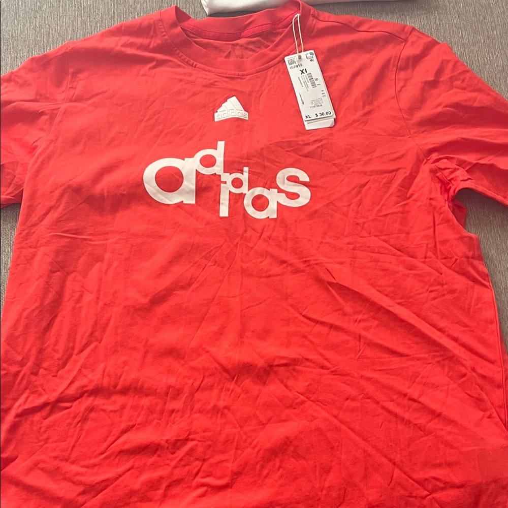 Adidas Bold Red Tee with White Logo